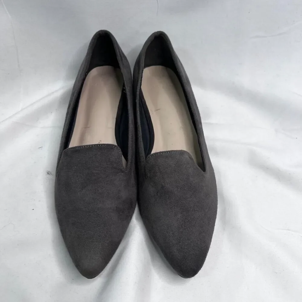 H by Halston‎ Barcelona Gray Vegan Suede Pointed Toe Slip On Flats Size 7.5